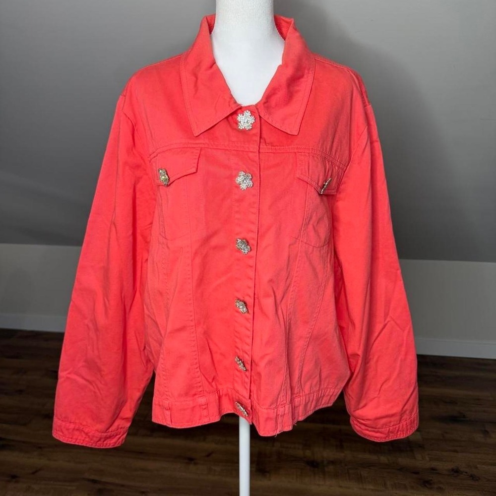 Vintage Artsy FALL Berek Takako Sakon Coral Rhinestone Jacket Floral Collar
